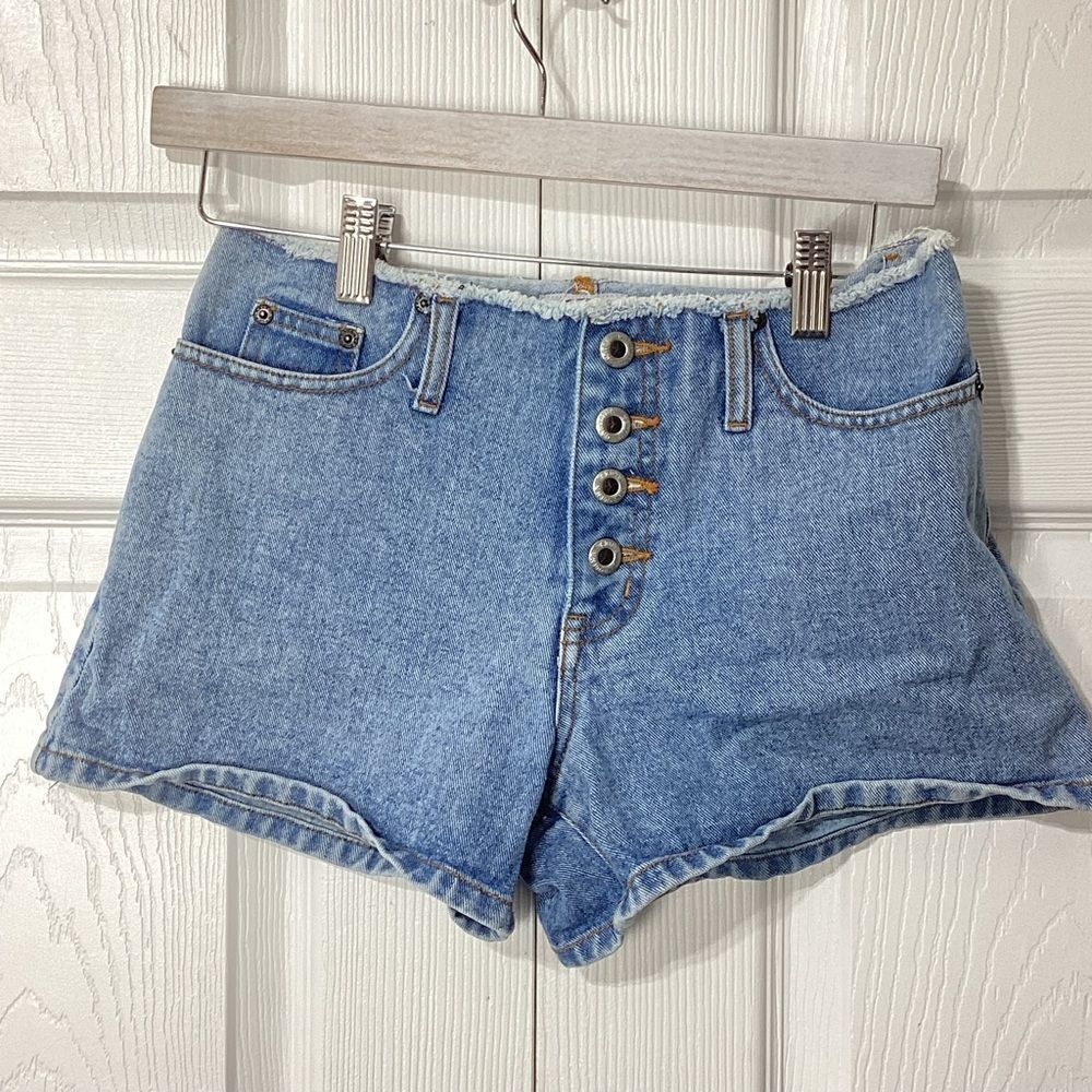 Carolina Blues Jean Shorts Button Fly Raw Hem Waist Short Shorts Size 4